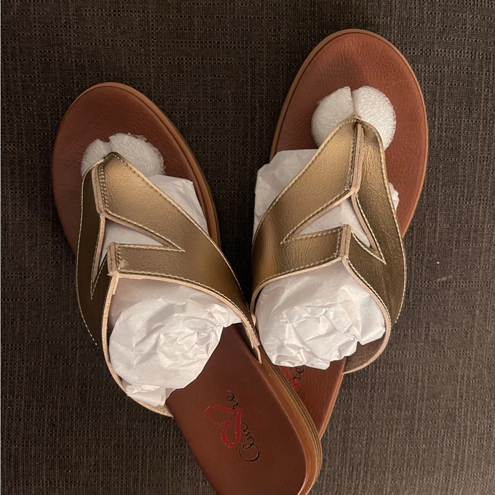 MIA Mayte Gold and Brown Sandals with Braided Straps - Picture 1 of 3